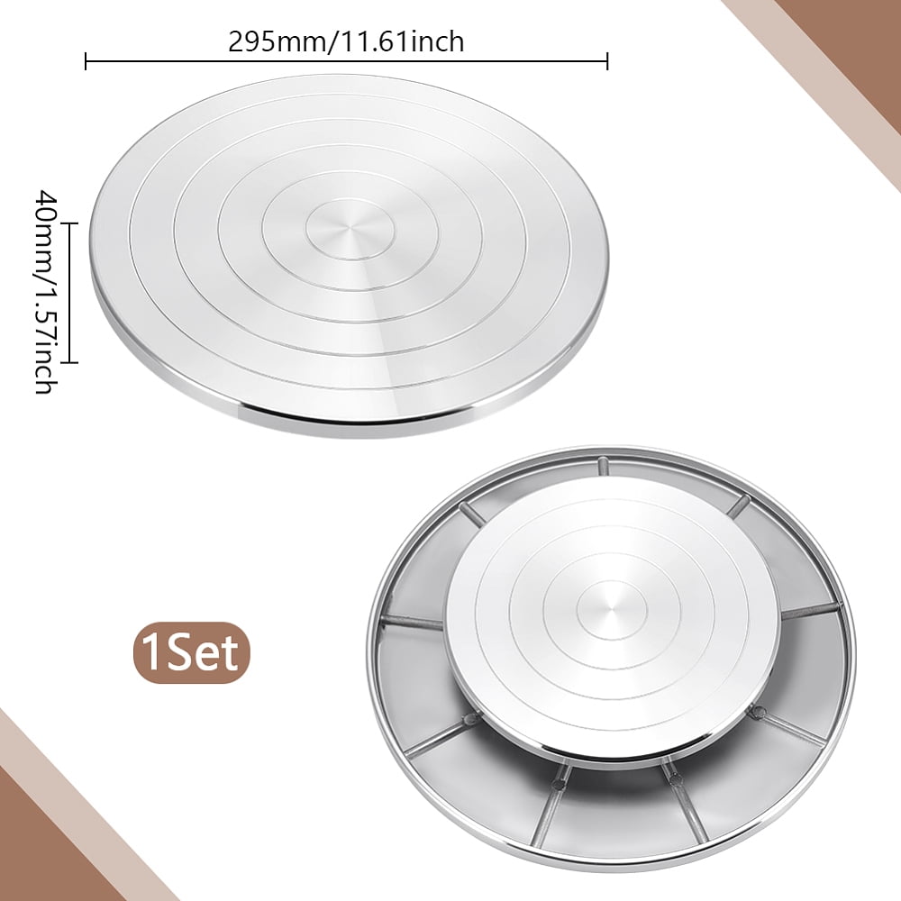 Aluminum Double Sided Turntable for Ceramic Clay Sculpture Wheel Rotating Tools Platinum 295x40mm