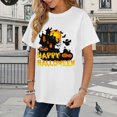 thumbnail image 2 of Women's Crewneck Short Sleeve T-Shirt, Cute Vintage Autumn Happy Halloween Graphic Casual Tee, 2 of 5
