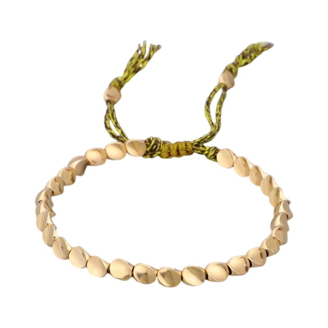Minnieouse con cuentas Cadena de cuerda Muñequera Cobre de larga duración Dulce regalo Joyería Regalo Amistad Bandas de cuentas Ropa, zapatos y accesorios Miscelánea Amarillo/Café