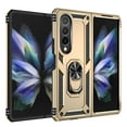 thumbnail image 2 of Mantto Cover for Samsung Galaxy Z Fold 3, Military Grade Drop Impact 360 Metal Rotating Ring Kickstand Holder Built-in Magnetic Car Mount Armor Case for Samsung Galaxy Z Fold 3 5G, Gold, 2 of 4