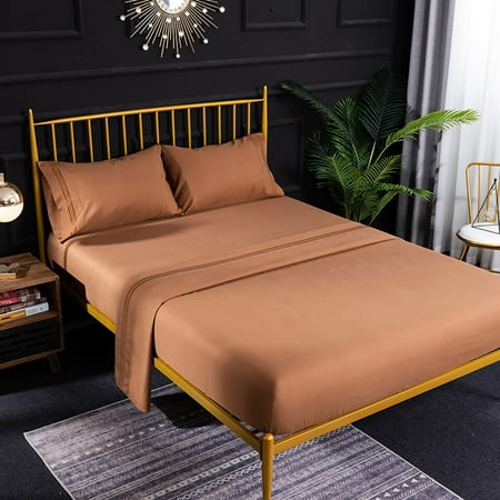 Tuscom Elegant Comfort Best,Softest,Coziest 4-Piece Bedding Sets 1800 Thread Count Wrinkle Resistant Polyester Stripe Bed Sheet