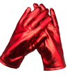thumbnail image 3 of Short Metallic Gloves, Shiny Opera Cosplay Gloves for Adults, Stretchy PU Coated Gloves for Role Play Costume, Party Accessories for Halloween Christmas Stage Performance - Red, 3 of 3