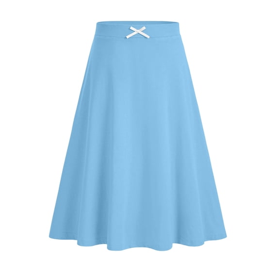 IFNWSV Girls Maxi Skirt Solid Color Elastic Waist Pull On Casual Long Uniform Skirts for Girls Blue 5-6 Years
