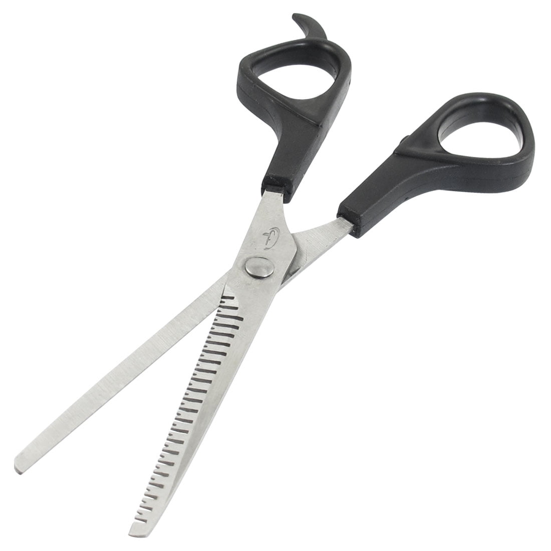 Stainless Steel Groove Blade Black Plastic Grip Hair Scissors Thinning