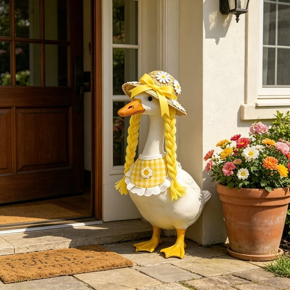 XGFHYJEH Porch Goose Outfits, 23 Inch Lawn Goose Clothes Costume for Standard Cement Plastic Goose Statue, Weatherproof Outdoor Decor for Front Porch Lawn Yard Garden Patio