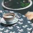 thumbnail image 3 of Ambesonne Bird Print Fitted Round Tablecloth, Retro Exotic Crane Asian, 56"- 60" Diameter, Dark Cadet Blue and White, 3 of 5