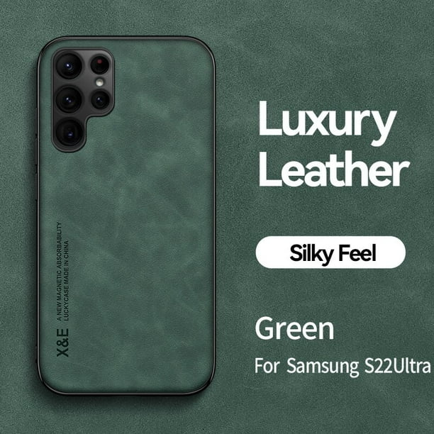 Funda magnética de piel de oveja para Samsung Galaxy S23 S22 Ultra S21 FE Plus Coque, cubierta de parachoques suave con placa de Metal integrada de lujo Dengxun unisex