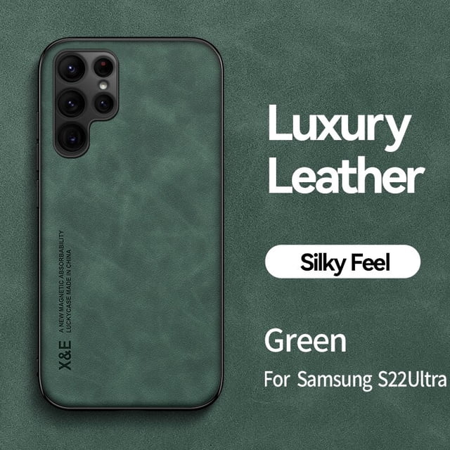 Funda magnética de piel de oveja para Samsung Galaxy S23 S22 Ultra S21 FE Plus Coque, cubierta de parachoques suave con placa de Metal integrada de lujo Dengxun unisex