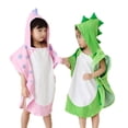 thumbnail image 2 of Albornoz para niños Toalla de baño con forma de dinosaurio de múltiples ángulos Estilo tridimensional Capa de secado Toalla de baño Toalla de baño, 2 of 3