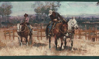 COUNTRY HORSES & COLTS KIDS 9" WIDE IN THE PASTER Wallpaper bordeR Wall 