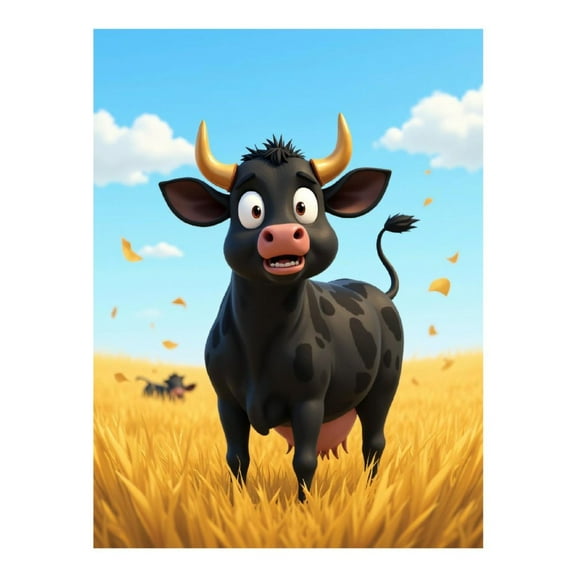 Diamond Art Kit for Adults, Playful Surprised Cartoon Cow Field Diamond Painting for Adults Beginners, DIY Diamond Art Painting Kits, 5D Diamond Painting Crafts for Home Decor 12x16 Frameless