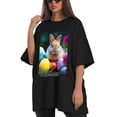 thumbnail image 4 of Plus Size Shirt for Women Black Tops for Women Oversized Short Sleeves Shirt for Women Easter Bunny T Shirt Crewneck Shirt for Women L, 4 of 5