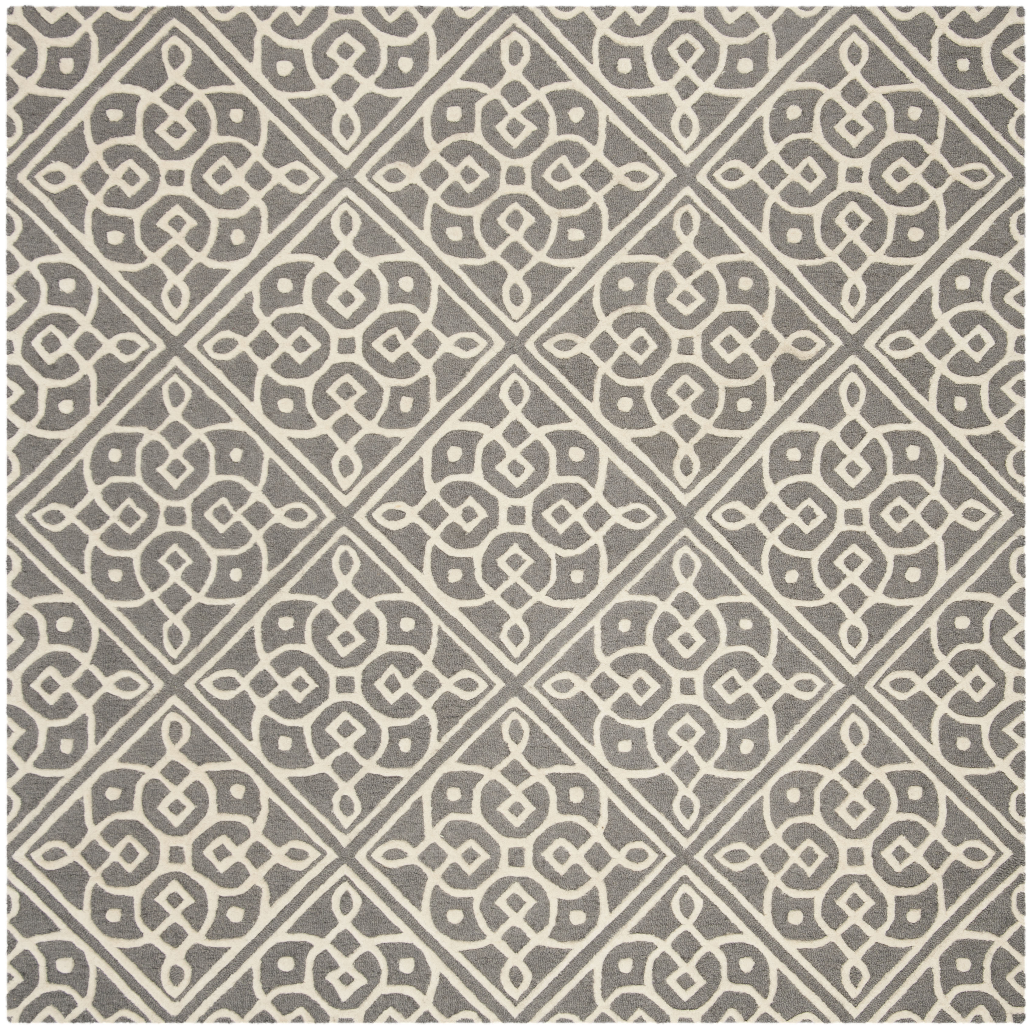 SAFAVIEH Cambridge Mirko Geometric Wool Area Rug, Dark Gray/Ivory, 6' x 6' Square