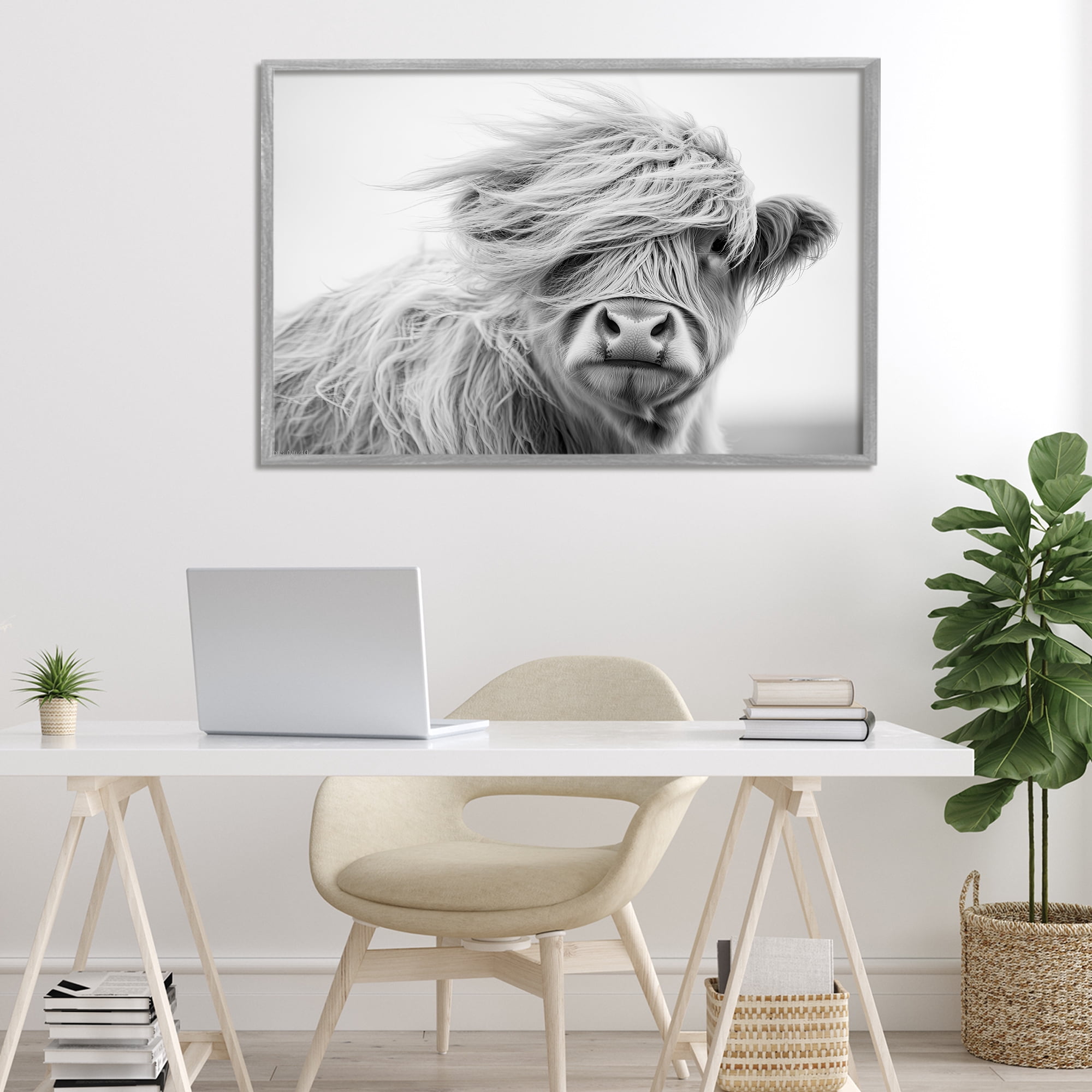 Stupell Industries Easy Breezy Highland Gray Framed Giclee Art, design by Tina LeCour