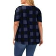 thumbnail image 4 of Jjayotai Womens Plus Size Tops, Crew Neck Plaid Shirts, Summer Short Sleeve Work Casual Swing Blouses, Loose Tunic Top, Oversized Tshirts for Women Navy^ XXXXXL, 4 of 4