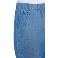 thumbnail image 6 of EOM Womans Pull On Side Pockets Full Elastic Waist Capri Length Jeans (Large, Chambray), 6 of 6