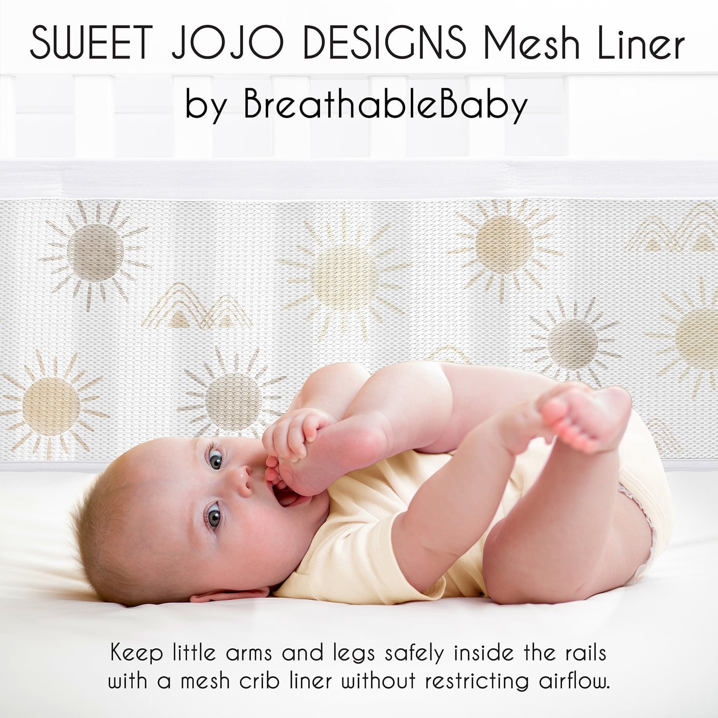 Sweet Jojo Designs + BreathableBaby Desert Sun Beige Tan Breathable Mesh Crib Liner Pad