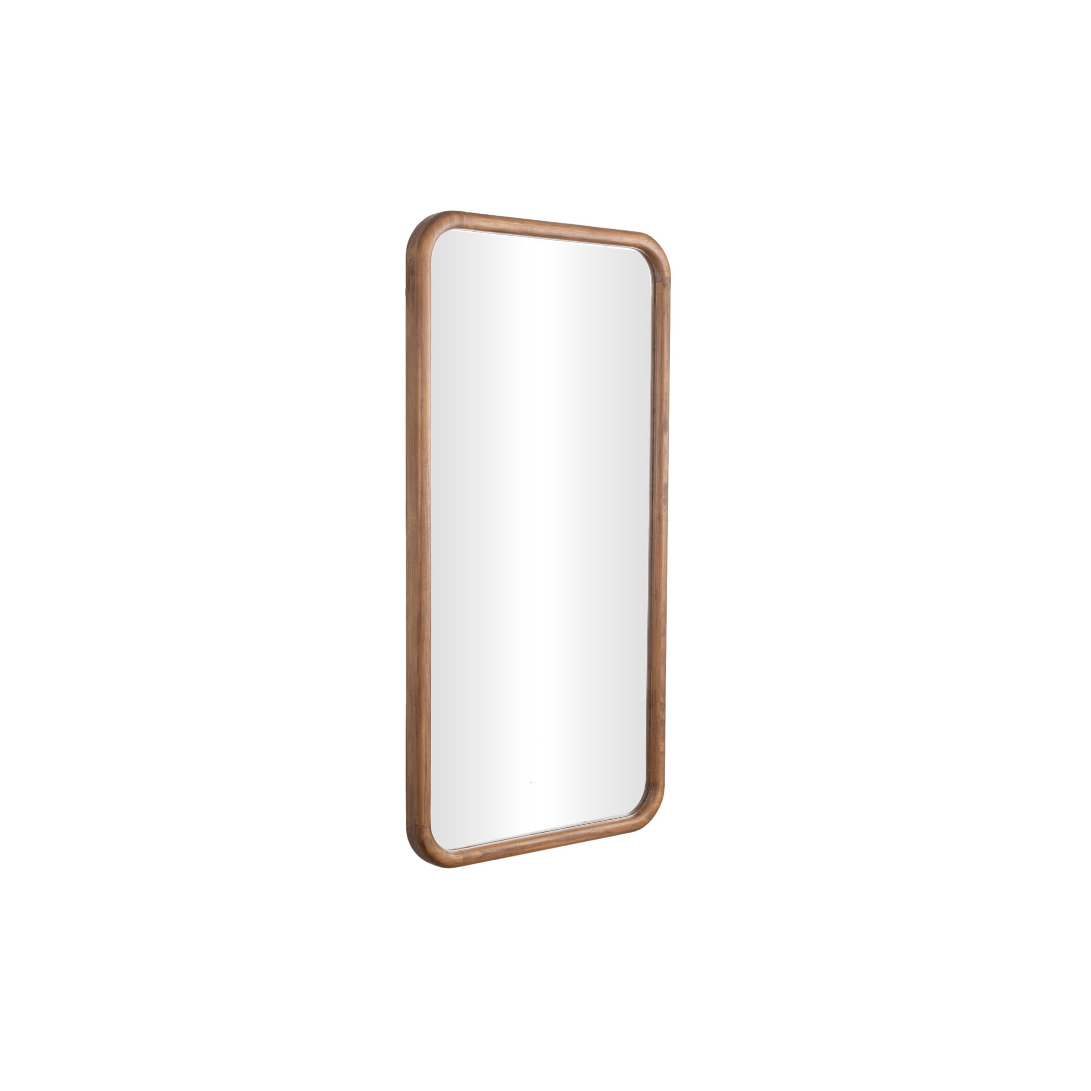 DecMode 24" x 47" Brown Handmade Wall Mirror with Natural Wood Grain and Deep Set Frame