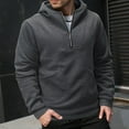 thumbnail image 3 of ZCFZJW Mens Casual Cotton Hoodies Lightweight Fall Winter Quarter Zip Long Sleeve Hooded Pullover Sweatshirts with Multi-Pockets Dark Gray XL, 3 of 10