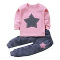 thumbnail image 4 of fnnxnal Kids Girl Purple Cotton Outfit Set - 100% Soft Breathable Star Print Top & Pants, Easy Dress Elastic Waist, Sizes 3M-6T for Daily Wear/Playdates/Gifting,Size 4 T, 4 of 5