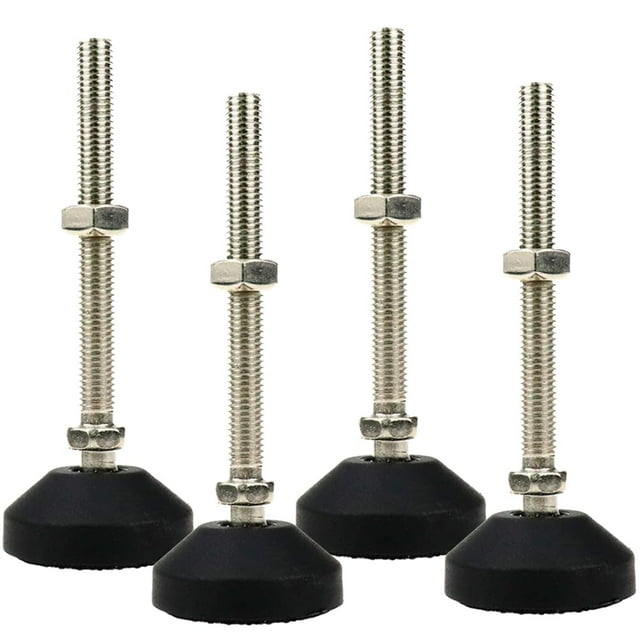 LC LICTOP Patas niveladoras M10 x 100 mm, 4,8 pulgadas de altura y 880 lb de capacidad, resistentes, ajustables, deslizantes para muebles, pies de goma roscados, niveladores para estantes de mesa, ban