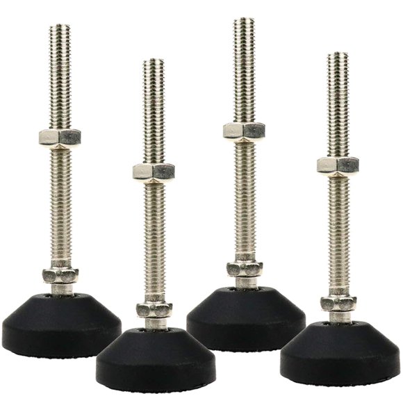 LC LICTOP Patas niveladoras M10 x 100 mm, 4,8 pulgadas de altura y 880 lb de capacidad, resistentes, ajustables, deslizantes para muebles, pies de goma roscados, niveladores para estantes de mesa, ban