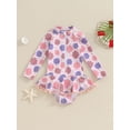 thumbnail image 2 of Suealasg Kids Girls Summer One Piece Swimsuits 1T 2T 3T 4T 5T 6T Little Girls Long Sleeve Ruffle Floral Print Zip-up Swimwear Child Girls Rash Guards Beach Bathing Suit 1-6T, 2 of 9
