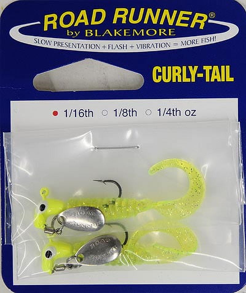 Road Runner Curly Tail Lure, Chartreuse & Spotted, 1/16 oz. 