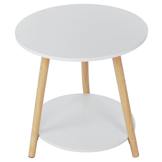 2 Tier Round Side Table Small Accent Nightstand White End 3 Legged For Living Room Bedroom Office Spaces 19 7 D X H Com Small Accent Table Nightstand White, Round White Accent Tables For Living Room
