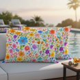 thumbnail image 5 of Colorful Floral Pillow Covers 2 Pack Spring Floral Pillowcase Waterproof Outdoor Throw Pillow Cover for Patio Balcony Rectangular Cushion 20”x12”, 5 of 9