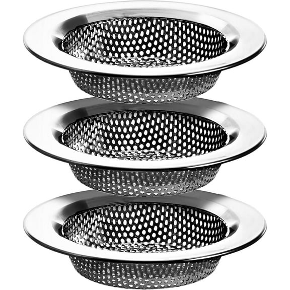 3 Pack - 4.5" Rim / 3" Basket - Kitchen Sink Drain Strainer Large Stainless Steel Basket Food Catcher
