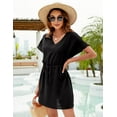 thumbnail image 3 of FIUFY Women's Cover up Short Sleeve Beachwear Coverups Loose V-Neck Bikini Beach Dress, 3 of 5