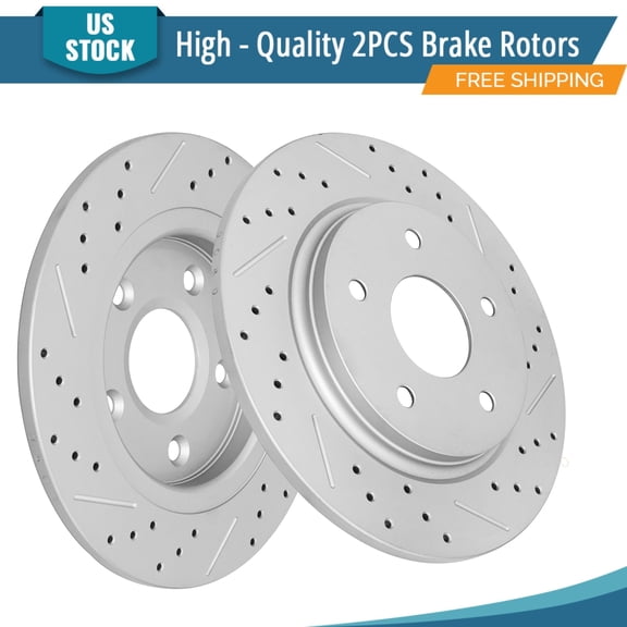 YXPCARS 2PCS Rear Brake Rotors(120.67071), Drilled & Slotted Disc Rotors Kit for Chrysler Town & Country Dodge Grand Caravan Journey Ram C/V Volkswagen Routan