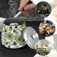 thumbnail image 4 of Yayeee Ashtray with Lid for Cigarette Smokeless Stainless Steel Home Ash Holder, Retro Flower Print, 4 of 7