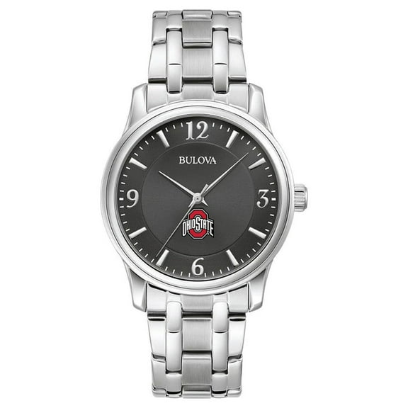 Men's Bulova Black Ohio State Buckeyes Stainless Steel Corporate Collection Watch