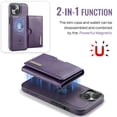 thumbnail image 3 of Allytechgroup Wallet Case for iPhone 15, PU Leather Wallet Case with Detachable Cards Holder Kickstand Support Wireless Charging Shockproof Protective Bumper for Women Men, Purple, 3 of 11