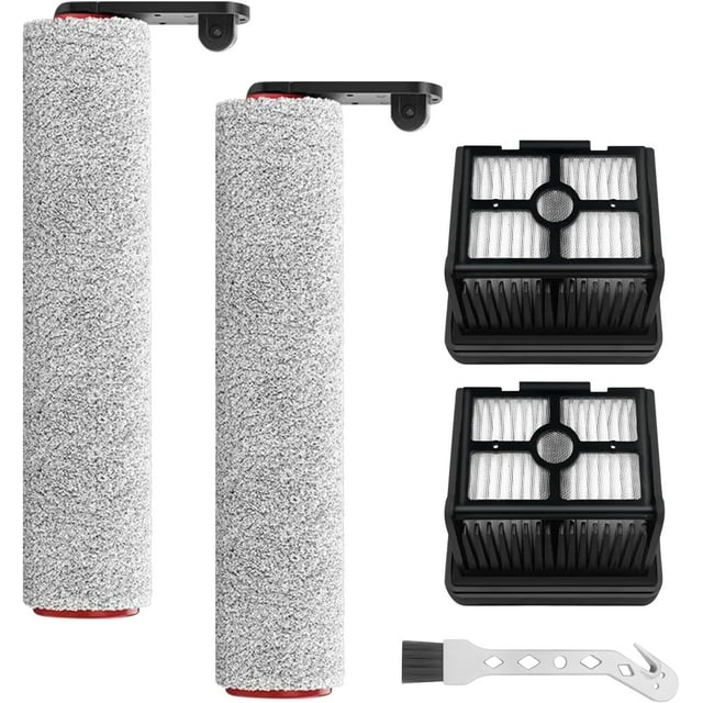 Replacement Brush Roller and HEPA Filter Compatible with Dreame H12 Pro H12 Dual Wet Dry Vacuum Cleaner Accessories 2 Brushes 2 Filters 1 Cleaning Brush