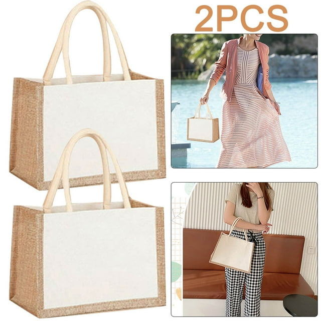 Bolso Lino Retro Un Hombro Bolso Yute para Regalo Compras Publicitario Impreso Con Logotipo Bolso Lino Imitación Con Empalme Lona (04) Gran Tamaño