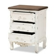 thumbnail image 3 of Baxton Studio Levron Classic and Traditional Walnut Brown and Antique White Finished Wood 3-Drawer End Table, 3 of 10