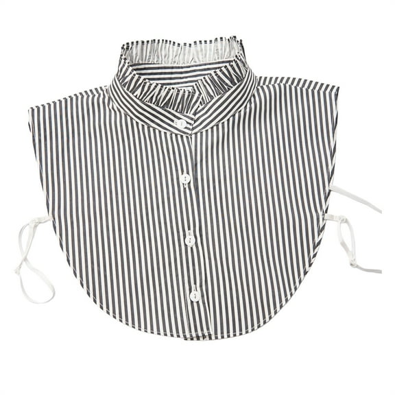 CYSFASHION Detachable Collar for Women Solid Half Shirts Family Business Casual Round Dicky Collar Blouse Black