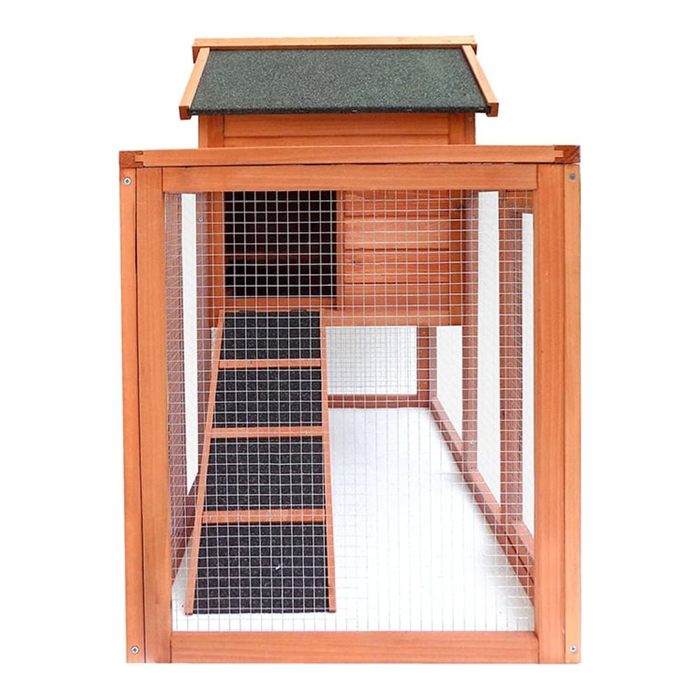 Kepooman Outdoor Hen Cage Rabbit House, Garden Backyard Easily-Assembled Wooden Rabbit House Chicken Coop Kennels with Ramp for Garde Kepooman Outdoor Hen Cage Rabbit House, Garden Backyard Easily-Assembled Wooden Rabbit House Chicken Coop Kennels with Ramp for Garde