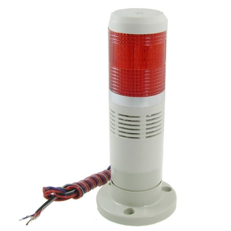 Unique Bargains Unique Bargains Red Industrial Tower Lamp Buzzer Alarm Warning Stack Light 12V DC