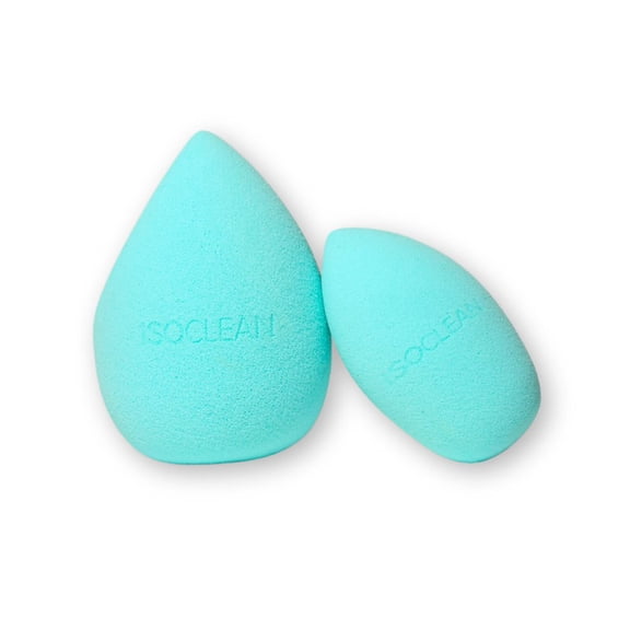 ISOCLEAN Cosmetic Makeup Sponge DUO, Beauty Sponge Set for Makeup Application of Liquid Foundation, Concealer, Blush, Cream & Powder, Teardrop Shape Blender for Easy Contouring - 2 Pack, Aqua