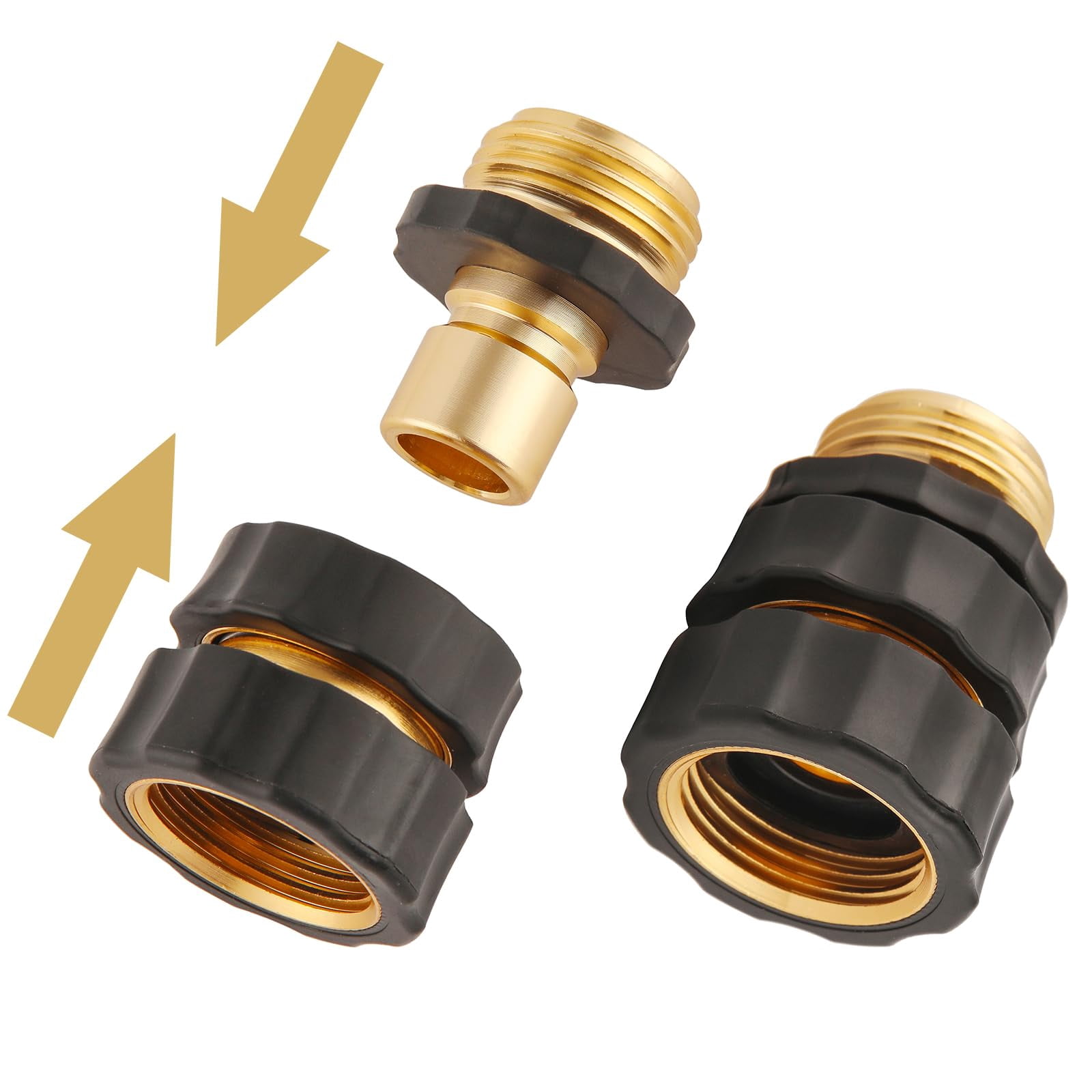 BILAL 6 Set Quick Connect Hose Fittings for Garden Hose Quick Connector with Gasket, 3/4 Inch GHT Male and Female Attachment Quick Release Water Hose Adapter