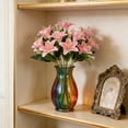 thumbnail image 6 of Artificial Lily Flowers, Faux Lily Bouquet Light Blue Fake Flowers Realistic Floral Arrangement for Vase Home Wedding Party Decoration Indoor Outdoor Decorative Plants, 6 of 6