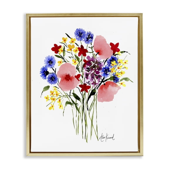 Stupell Industries Cottage Varied Flower Clusters Gold Floating Frame Canvas Art, 25 x 31, by Alexandria Gilbert Kincaid