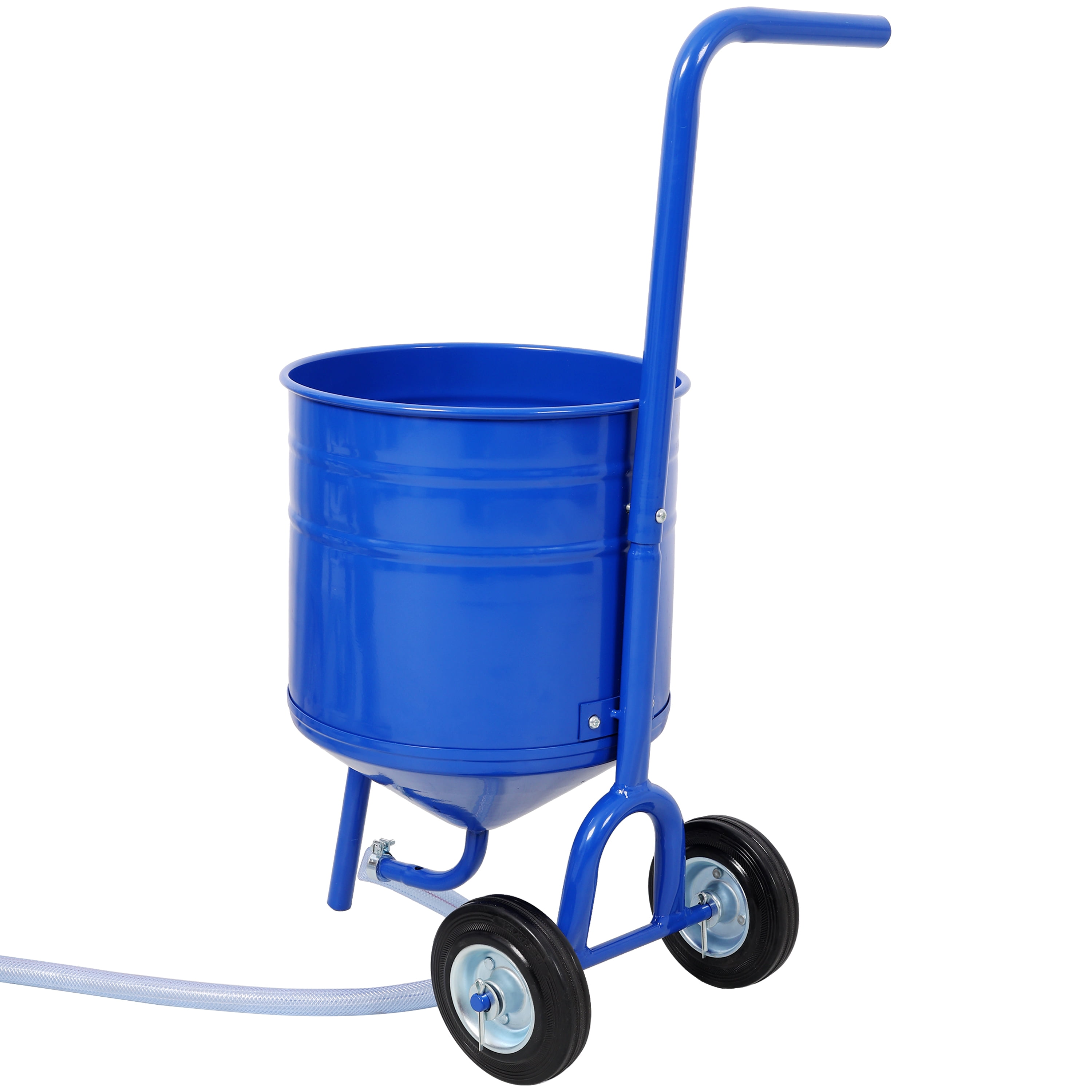 Siphon Feed Sandblaster Set, 9.8FT Hose, 4 Interchangeable Nozzles, Rolling Casters, Blue Powder Coated