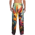 thumbnail image 3 of Uemuo Colorful Flower Chameleon Pattern Men's Wide Leg Palazzo Lounge Pants with Pockets Light Weight Loose Comfy Casual Pajama Pants-Small, 3 of 9