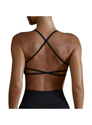 qucoqpe High Impact Sports Bras for Women Sexy Backless Bra Double Back  Hooks Adjustable Yoga Bralette Wireless Supportive Workout Crop Top