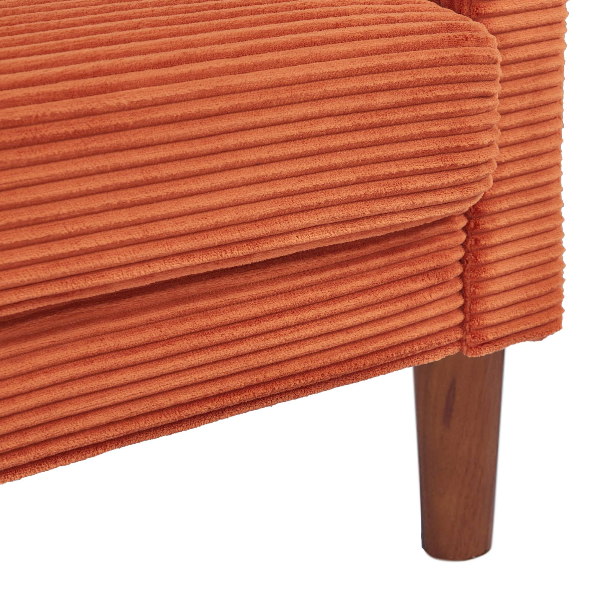 Comfy Futon Sofa Corduroy Loveseat Couch with Pillow Cushion, Modern Sleeper Sofa Couch with Solid Leg for Living Room,Bedroom, Orange
